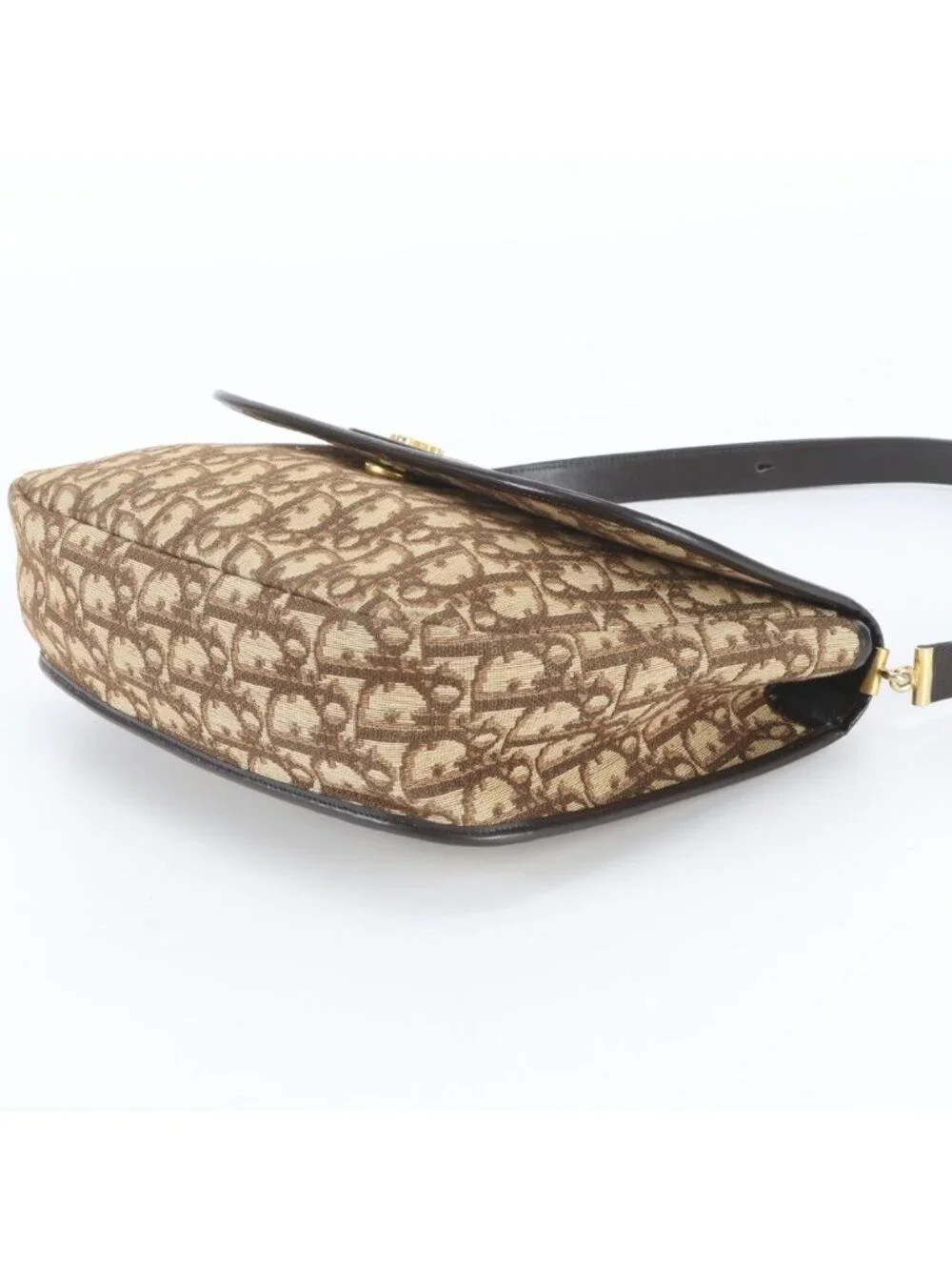Dior Vintage Trotter Leather 2-Way Shoulder Bag Crossbody Brown
